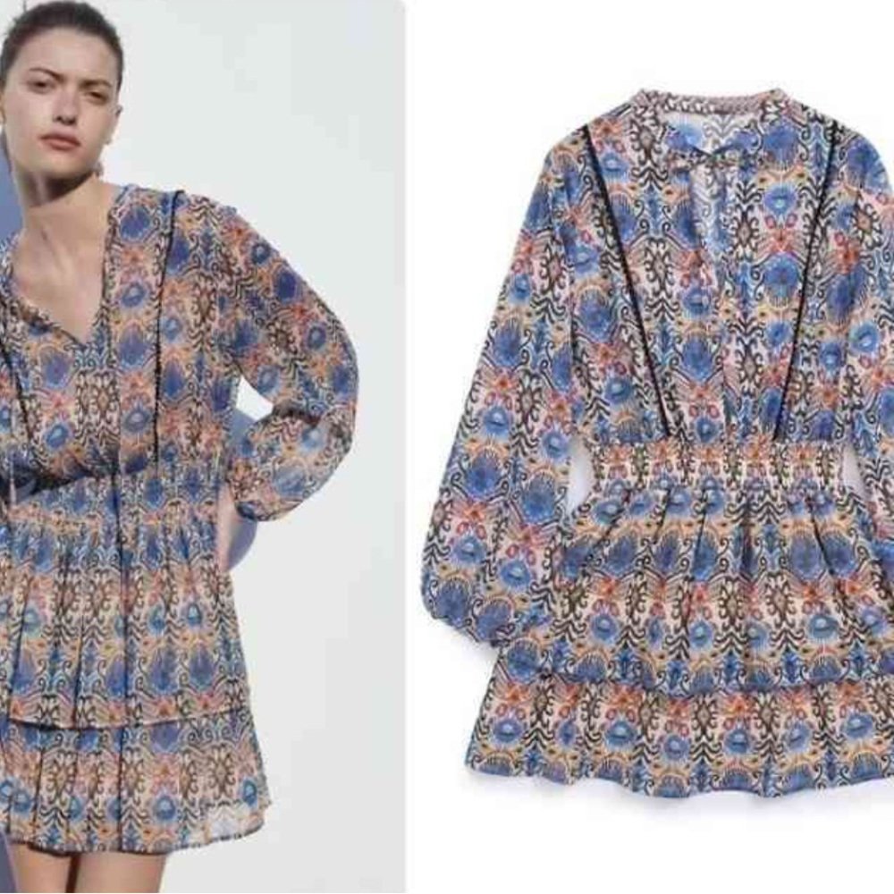 Zara Multicolor Patterned Dress